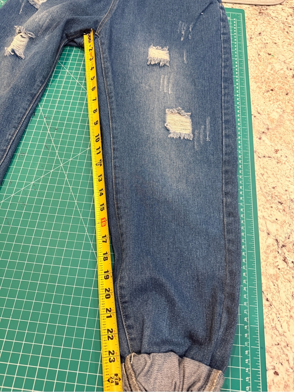 Distressed Denim Overalls Medium Wash Boyfriend Utility Boho - Picture 6 of 9